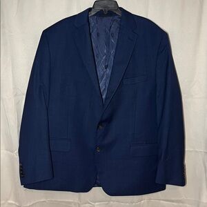 Ralph Lauren Black Label Navy Blue Window Pane Plaid Wool Sport Coat Blazer 52 R